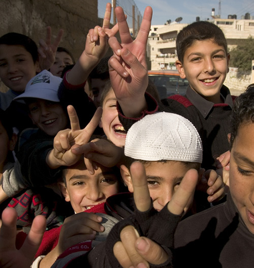 smiling Palestinian children